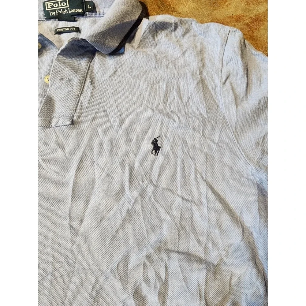 Vintage Polo Ralph Lauren Custom Fit‎ Light Blue Short Sleeve Polo Shirt **